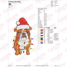 English Bulldog Christmas Embroidery Design
