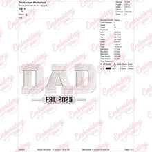 Dad 2025 Embroidery Design