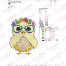 Glasses Chicken With Flowers Machine Embroidery File