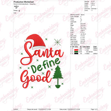Santa Define Good Christmas Quote Embroidery Design