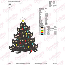 Black Cat Christmas Tree Embroidery Design