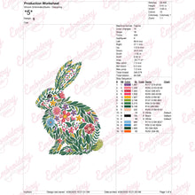 Tropical Leaves And Flowers Bunny Rabbit Embroidery Design