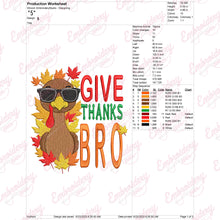 Give Thanks Bro Cute Turkey Thanksgiving Embroidery Design