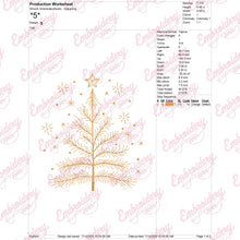 Golden Christmas Tree Embroidery Design