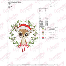 Sweet Deer with Santa Hat Christmas Embroidery Design