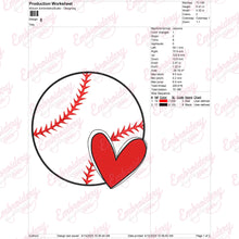 Baseball Heart Embroidery Design