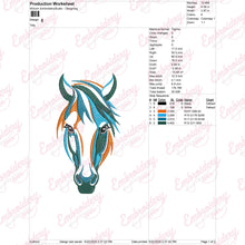 Colorful Horse Head Embroidery Design