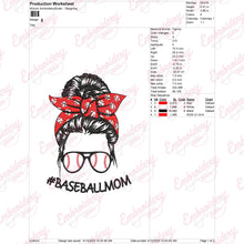 Baseball Mom Messy Bun Embroidery Design