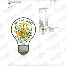 Flowers in Light Bulb Machine Embroidery Design