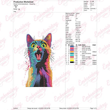 Multi Colored Cat Embroidery Design