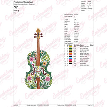 Flower Cello Embroidery Design
