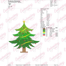 Christmas Tree with String Lights Embroidery Design