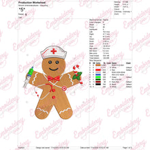 Gingerbread Nurse Christmas Embroidery Design