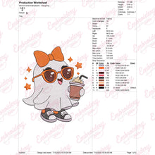Halloween Little Ghost Holding Drink Embroidery Design