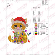 Christmas Cat with Lights Embroidery Design