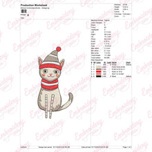 Christmas Hat Wearing Kitty Embroidery Design