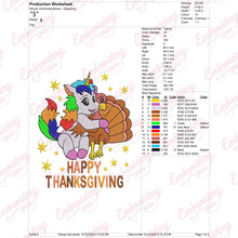 Unicorn And Turkey Happy Thanksgiving Embroidery Design