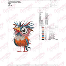 Crazy Bird Embroidery Design Funny Bird Stitch Art