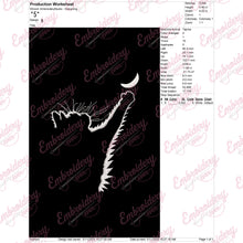 Cat Catches The Crescent Moon Embroidery Design