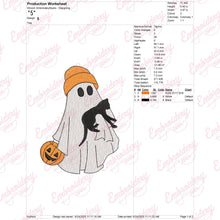 Ghost With Cat Halloween Embroidery Design