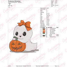 Halloween Girl Ghost With Pumpkin Embroidery Design