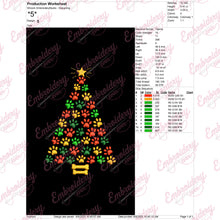 Funny Dog Paws Prints Christmas Tree Free Digital Machine Embroidery Design for Gifts | Free & Instant Download