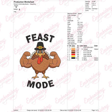 Feast Mode On Turkey Muscle Thanksgiving Embroidery Design