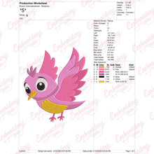 Cute Little Pink Bird Embroidery Design