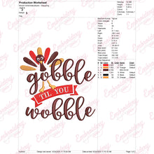 Thanksgiving Gobble Til You Wobble Quote Embroidery Design