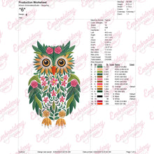 Beautiful Floral Owl Embroidery Design