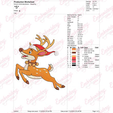 Christmas Reindeer In Santa Hat Embroidery Design