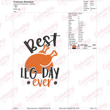 Thanksgiving Best Leg Day Embroidery Design