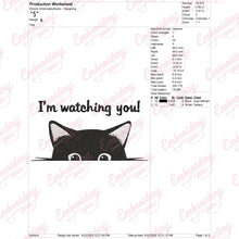 I'm Watching You Funny Cat Embroidery Design