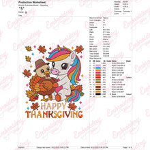 Unicorn Hugs Turkey Happy Thanksgiving Embroidery Design