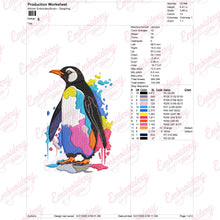 Watercolor Artistic Penguin Embroidery Design