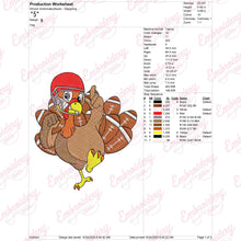 Thanksgiving Turkey Football Player Embroidery Design