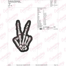 Skeleton Peace Fingers Sign Embroidery Design