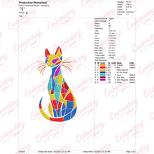 Colorful Kitten Cat Embroidery Design
