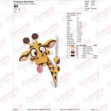 Funny Peeking Giraffe Embroidery Design