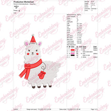 Christmas Llama Embroidery Design