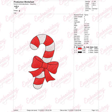 Christmas Candy Cane With Bow Embroidery Design