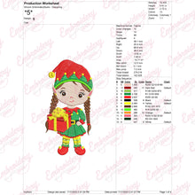 Christmas Elf Girl With Gift Embroidery Design