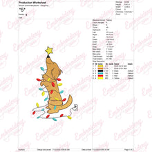 Lighting Dog Christmas Tree Embroidery Design