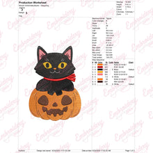 Cat and Pumpkin Halloween Embroidery Design