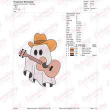 Halloween Ghost Cowboy With Guitar Embroidery Design