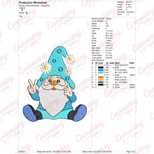 Funny Gnome with Daisy Flower Embroidery Design