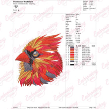 Colorful Cardinal Bird Embroidery Design