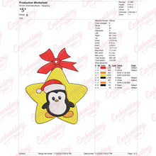 Christmas Penguin On Star Machine Embroidery Design