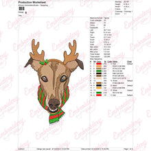 Greyhound Reindeer Christmas Embroidery Design