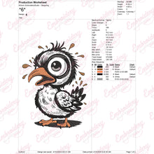 Funny Bird With Big Eye Embroidery Design
